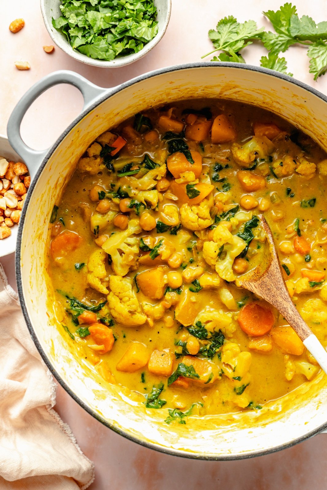 cooking one pot butternut squash curry in a pot