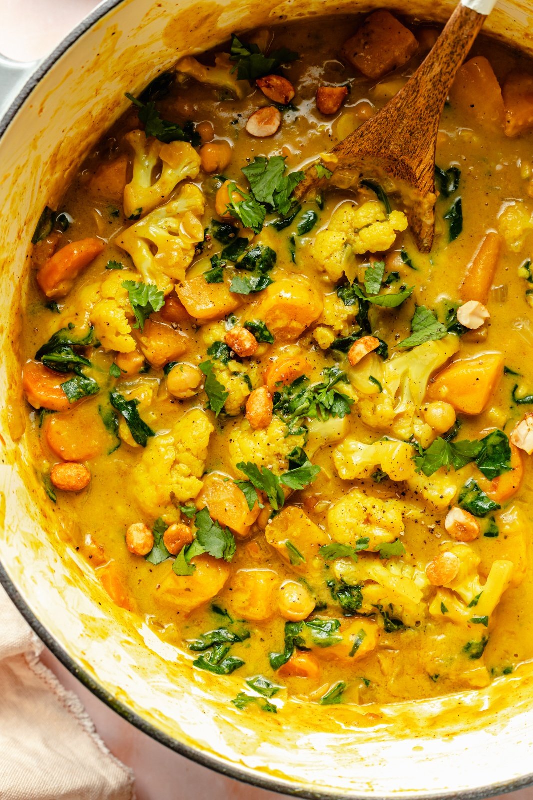 vegan butternut squash curry in a pot
