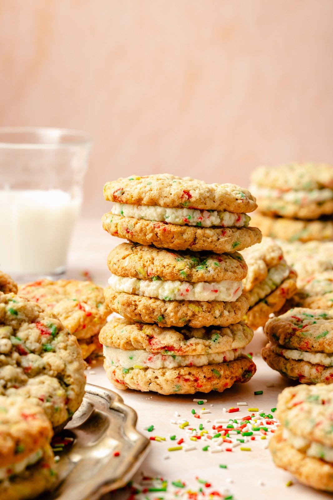 stack of christmas oatmeal cream pies