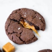 chocolate snickerdoodles filled with caramel