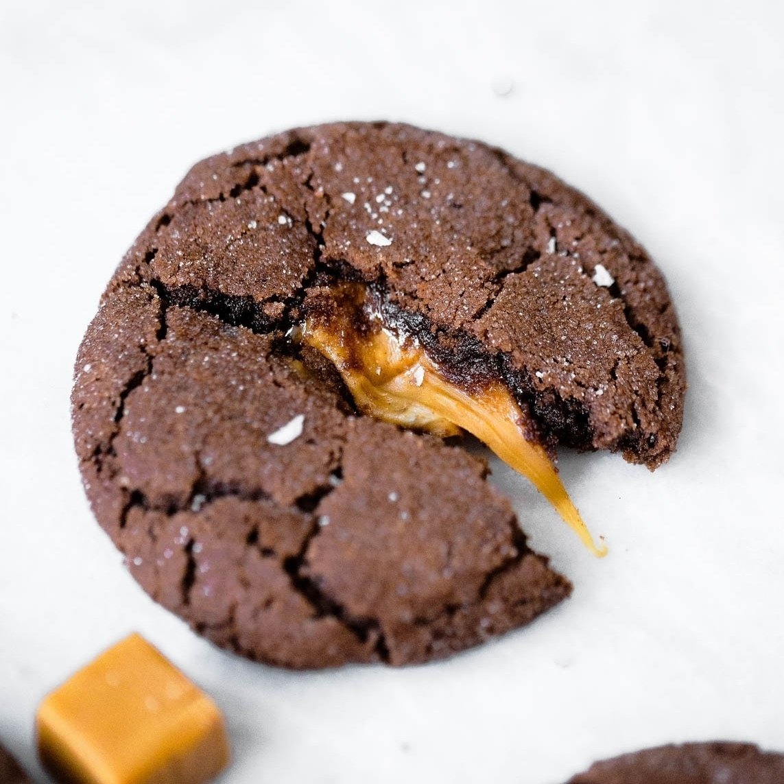 chocolate snickerdoodles filled with caramel