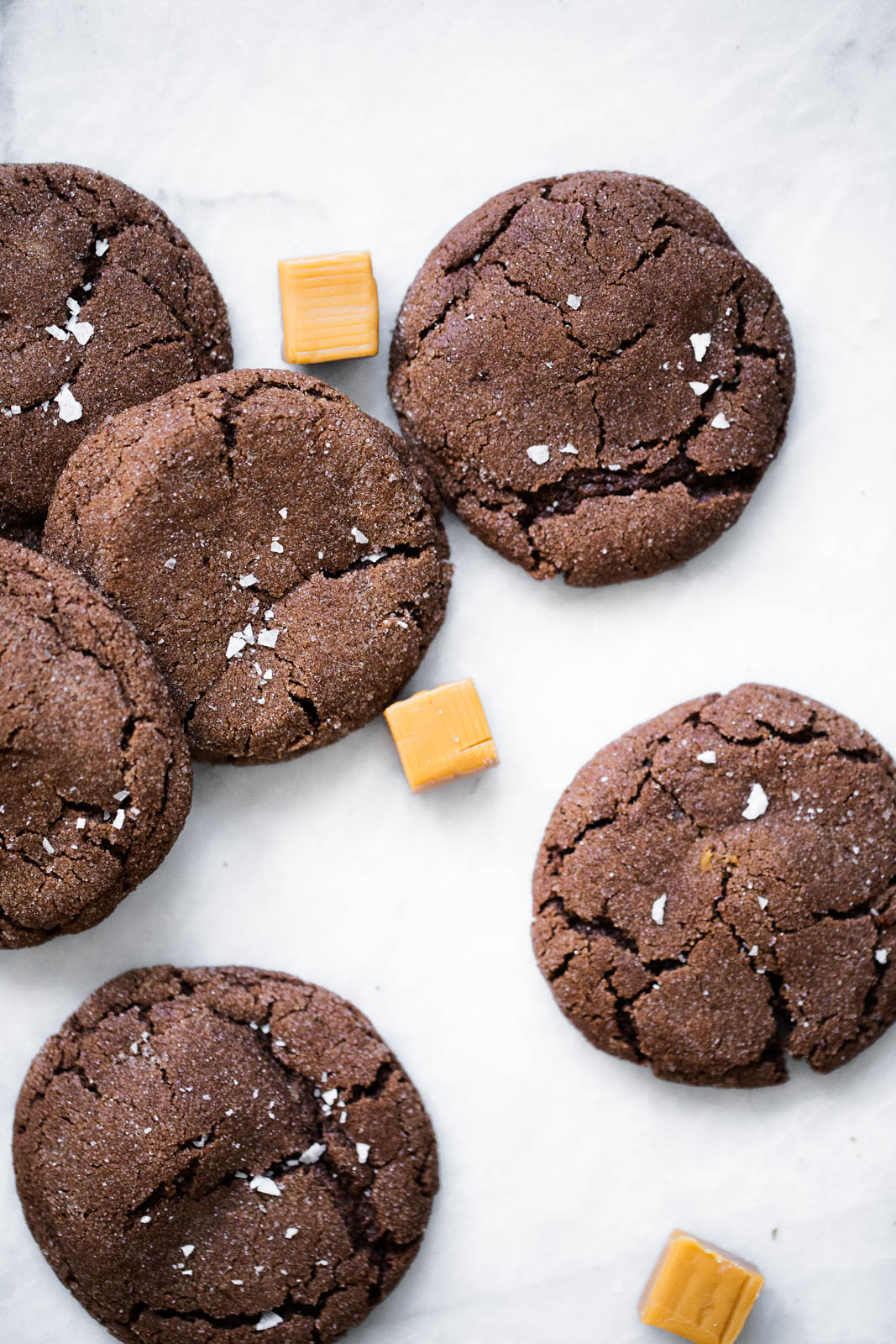 chocolate snickerdoodles with caramels