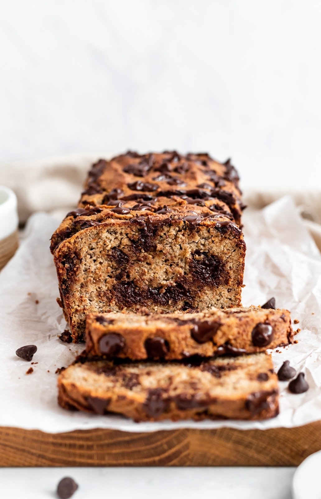 almond flour banana bread with slices cut out