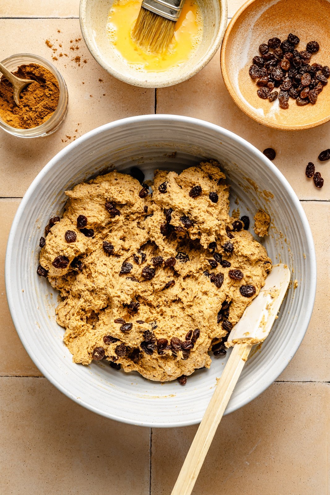 mixing dough for high-protein pumpkin bagels