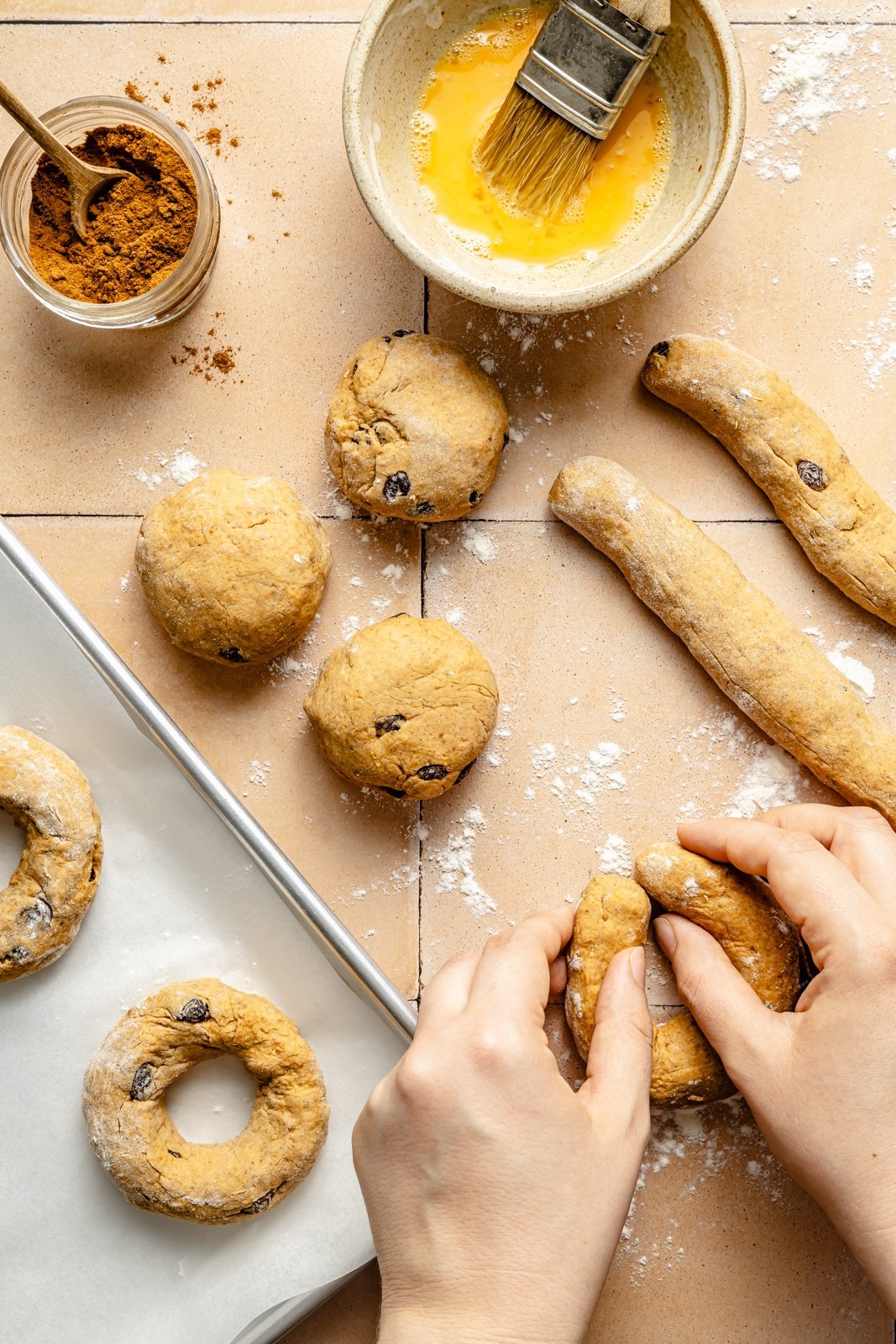 shaping protein pumpkin bagels