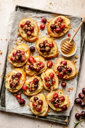 roasted grape and brie crostini