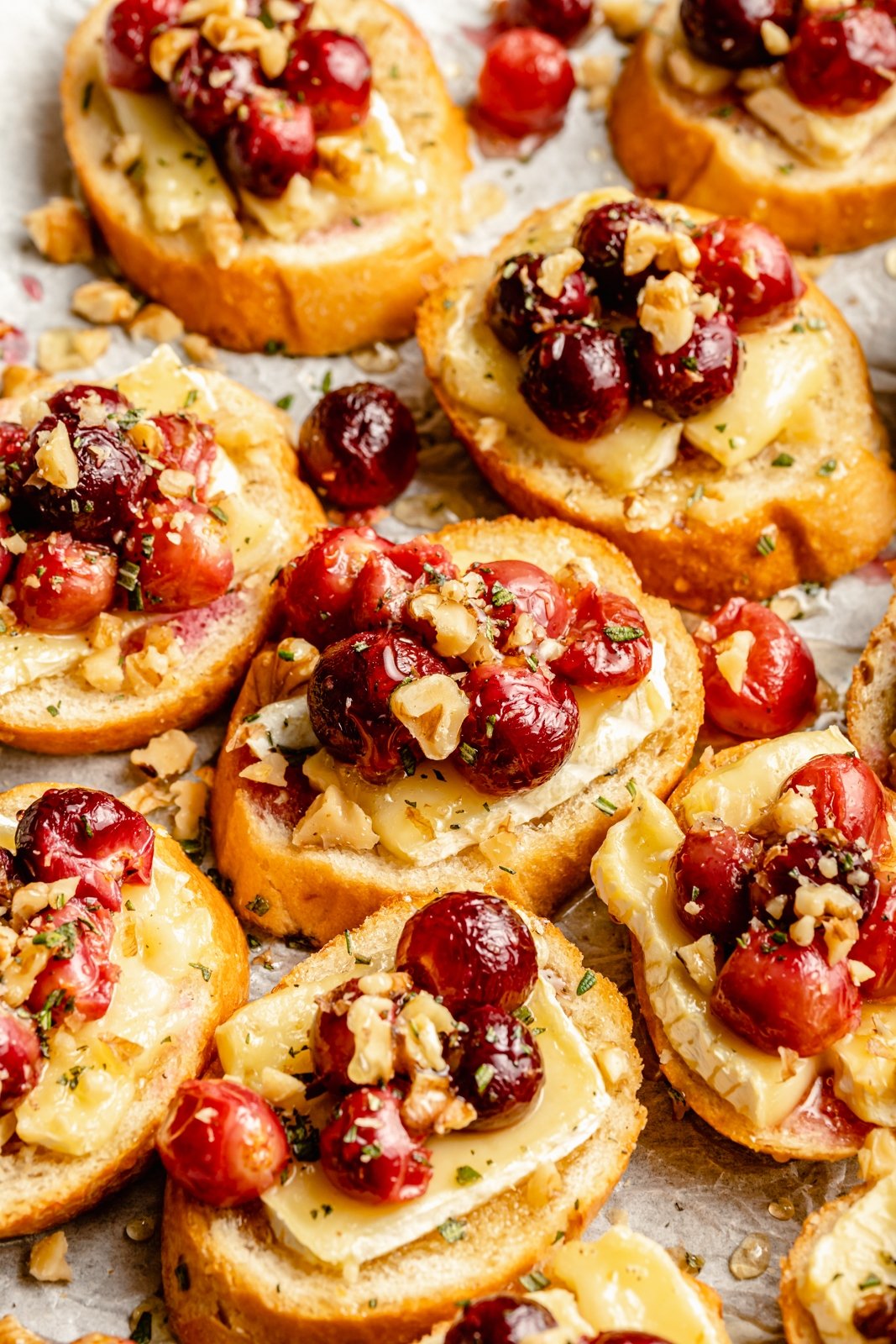 roasted grape and brie crostini