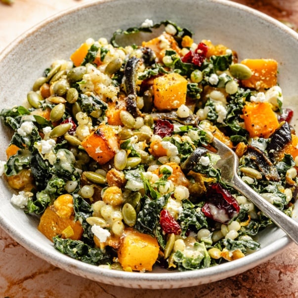 harvest couscous salad in a bowl