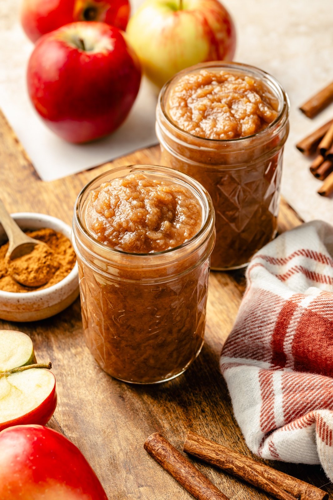 homemade applesauce in two jars