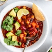the best vegetarian chili recipe in a bowl