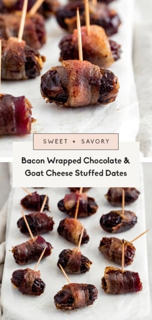 collage of bacon-wrapped dates