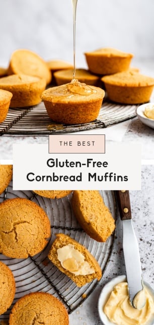 collage of gluten-free cornbread muffins