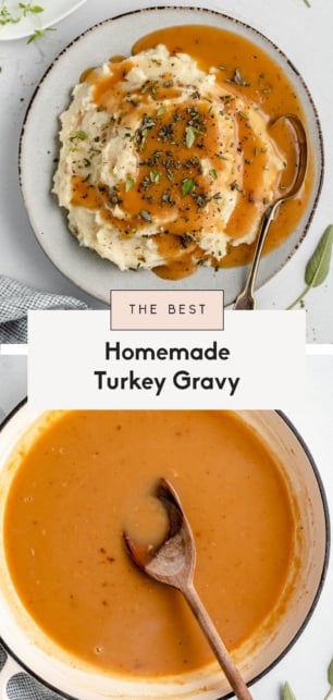collage of a turkey gravy recipe