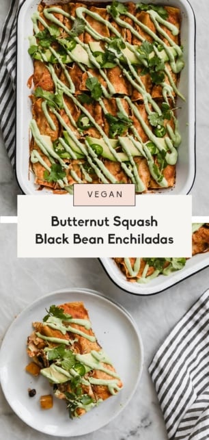 collage of vegan enchiladas