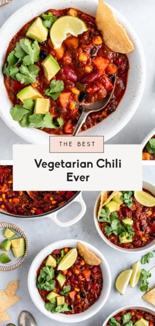collage of the best vegetarian chili recipe